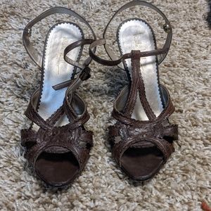 Nicole Miller brown leather wedges - 8